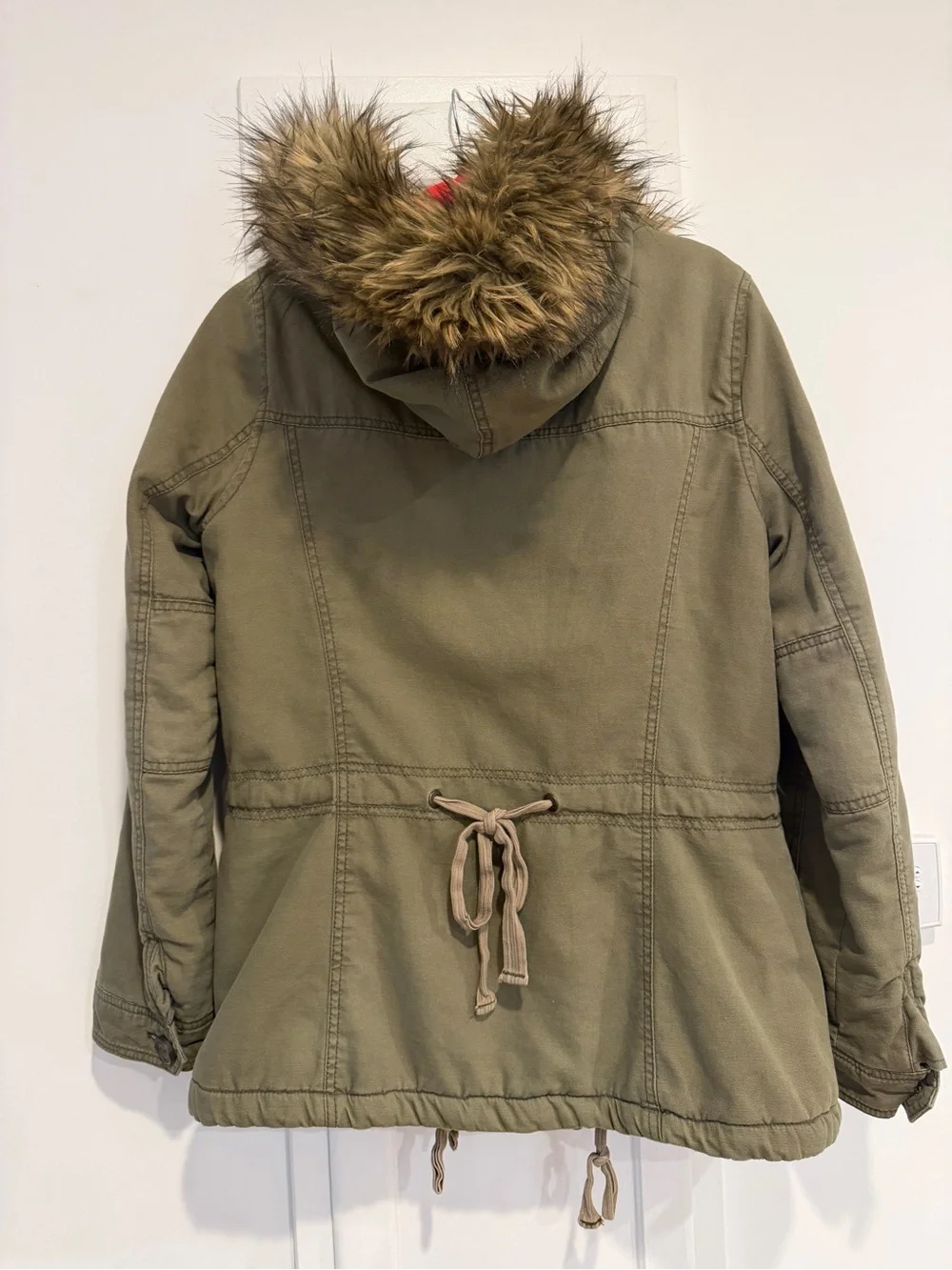 Abercrombie & Fitch y2k Olive Green Utility Parka Faux Fur Hood